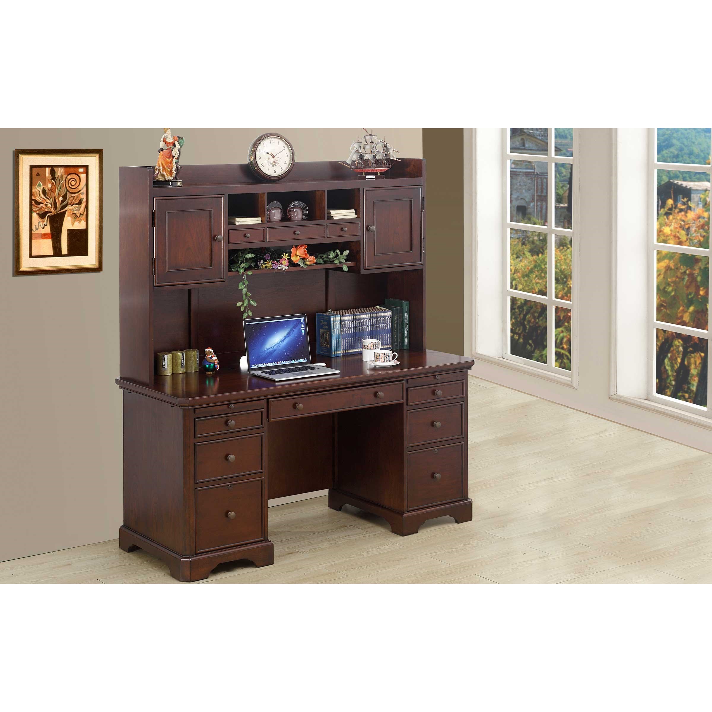 Canyon Ridge GC266Fx1+GC266Hx1 Transitional Desk and Hutch with Locking Files Sadler's Home